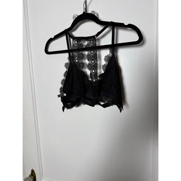 Aerie Black Lace Racerback Boho Lightly Lined Festival Fairy Bralette Women's LG - Picture 3 of 8